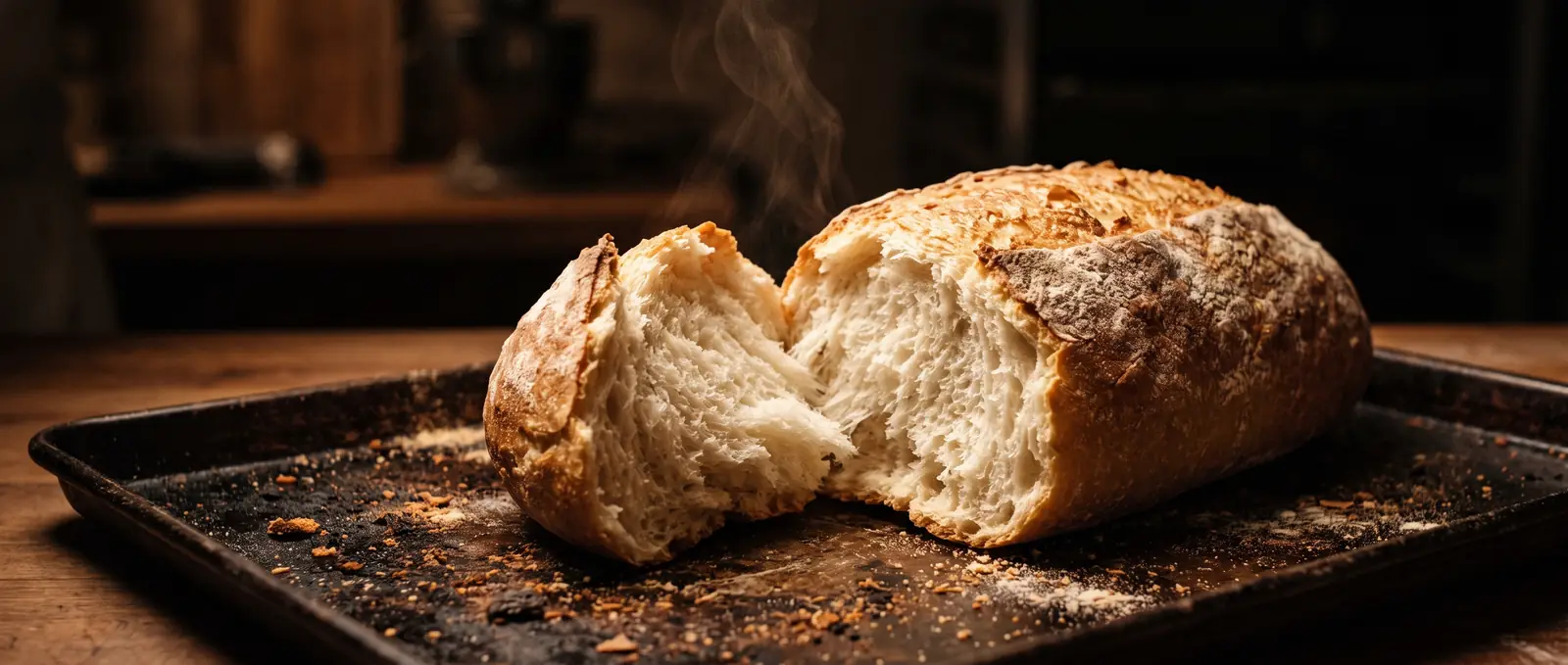 Soft Agege loaves cooling on a rack, one torn open to show the crumb